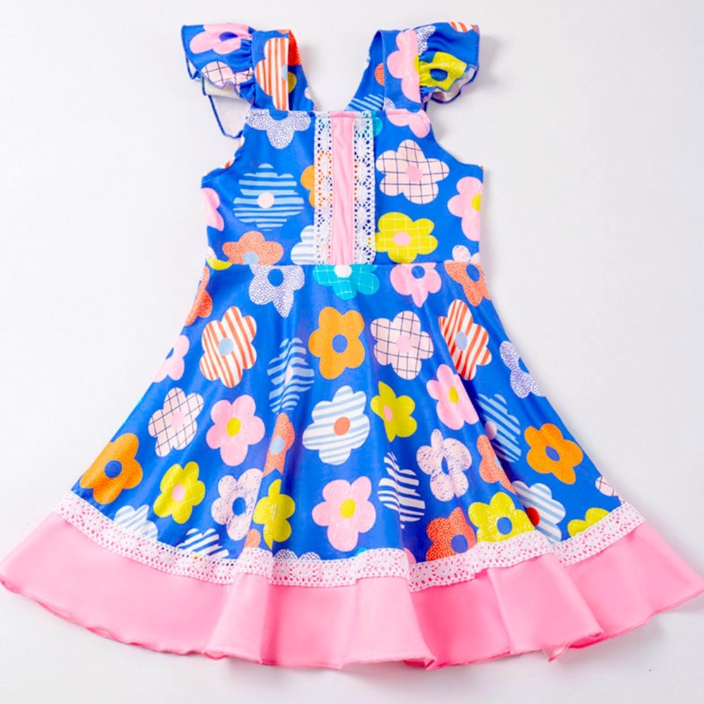 Flowery Summer Crossed Back Dress